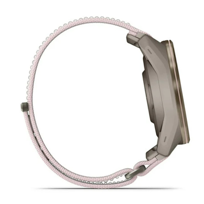 Умные часы Garmin Approach S72 43 мм Soft Gold/Blush Pink Titanium Bezel with French Gray/Blush Pink ComfortFit Fabric Band (010-04147-01)