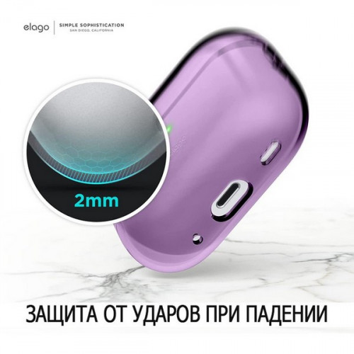 Чехол Elago Clear case with Round strap для AirPods Pro 2 (2022) (EAPP2CL-BA+ROSTR-DPU) фиолетовый