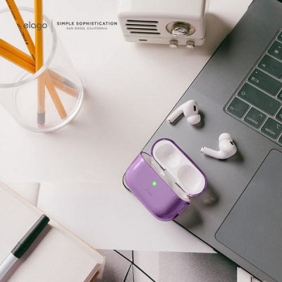 Чехол Elago Clear case with Round strap для AirPods Pro 2 (2022) (EAPP2CL-BA+ROSTR-DPU) фиолетовый