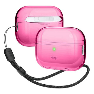 Чехол Elago Clear case with Round strap для AirPods Pro 2 (2022) (EAPP2CL-BA+ROSTR-NHP) неоновый розовый