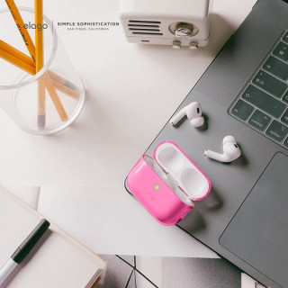 Чехол Elago Clear case with Round strap для AirPods Pro 2 (2022) (EAPP2CL-BA+ROSTR-NHP) неоновый розовый