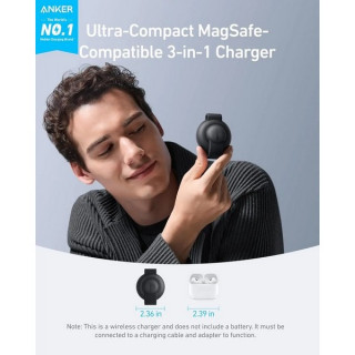 Беспроводное зарядное устройство Anker MagGo 3-in-1 Foldable Charging Pad QI2 15W (B25M8H11) Black