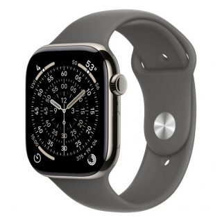 Apple Watch Series 11, 46mm, титан светлого цвета, спортивный ремешок