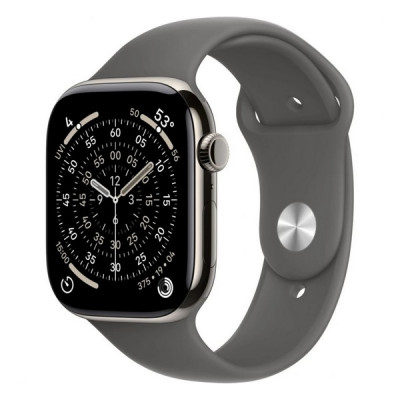 Apple Watch Series 11, 46mm, титан светлого цвета, спортивный ремешок