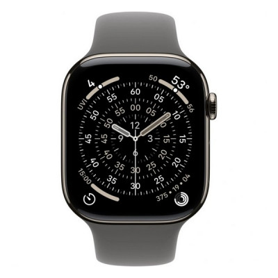 Apple Watch Series 11, 46mm, титан светлого цвета, спортивный ремешок