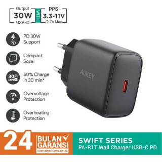 Сетевое зарядное устройство Aukey Swift Series PD 30 Вт USB-C (PA-R1T) черный