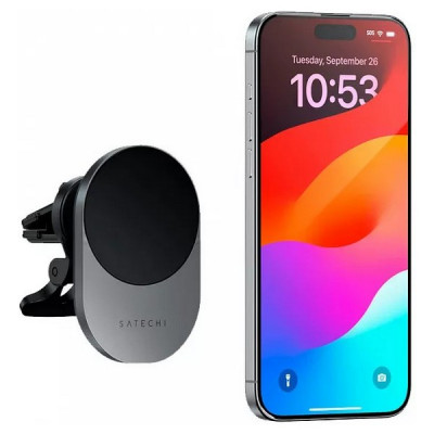 Автомобильное беспроводное зарядное устройство Satechi Qi2 Wireless Car Charger 15W (ST-Q2CCM) серый