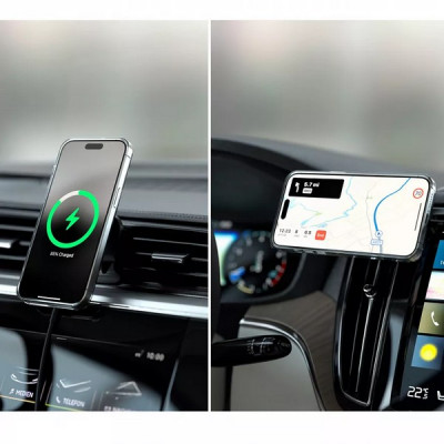 Автомобильное беспроводное зарядное устройство Satechi Qi2 Wireless Car Charger 15W (ST-Q2CCM) серый