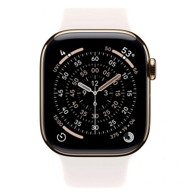 Apple Watch Series 11, 42mm, титан золотого цвета, спортивный ремешок