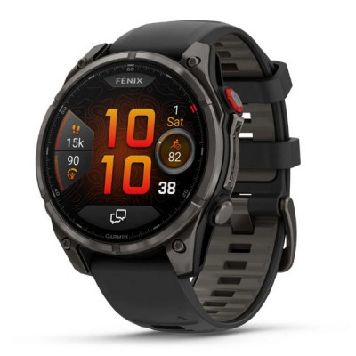 Garmin Fenix 8 Pro 47 мм Amoled Sapphire Carbon Gray DLC Titanium with Black/Pebble Gray Silicone Band (010-03198-00/010-03198-01)