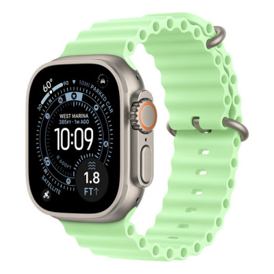 Ремешок Apple Ocean Band 49 мм Neon Green / Natural Titanium Finish
