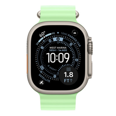 Ремешок Apple Ocean Band 49 мм Neon Green / Natural Titanium Finish