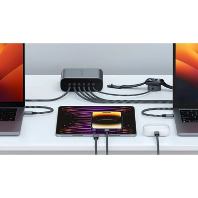 Зарядное устройство Satechi 200W USB-C 6-Port PD GaN (ST-C200GM-EU) серый космос