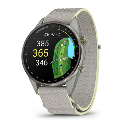 Умные часы Garmin Approach S72 47 мм Silver/Citron Titanium Bezel with Fog Gray/Citron ComfortFit Fabric Band (010-04148-01)
