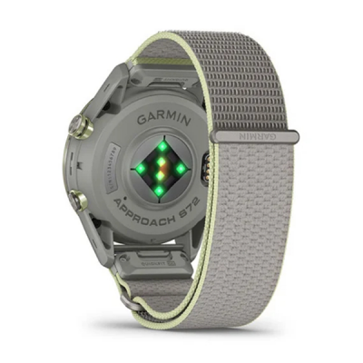 Умные часы Garmin Approach S72 47 мм Silver/Citron Titanium Bezel with Fog Gray/Citron ComfortFit Fabric Band (010-04148-01)