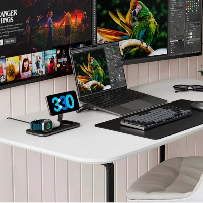 Беспроводное зарядное устройство Satechi Qi2 Trio Wireless Charging Pad 3-в-1 (ST-QTPM-EA) черный