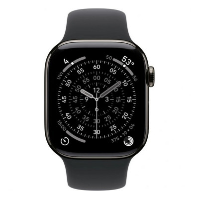 Apple Watch Series 11, 42mm, титан синевато-серого цвета, спортивный ремешок