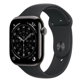 Apple Watch Series 11, 46mm, титан синевато-серого цвета, спортивный ремешок