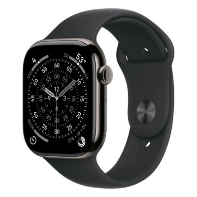 Apple Watch Series 11, 46mm, титан синевато-серого цвета, спортивный ремешок