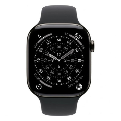 Apple Watch Series 11, 46mm, титан синевато-серого цвета, спортивный ремешок