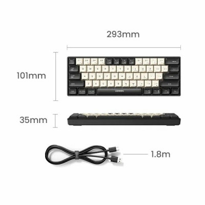 Клавиатура механическая проводная Ugreen K371 USB Wired Mechanical Keyboard RU (55655) Черный/Темно-золотой