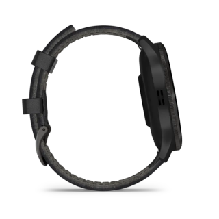 Garmin Venu 3 45 мм Безель из сланцевой нержавеющей стали, черный корпус и черный кожаный ремешок (010-02784-52)