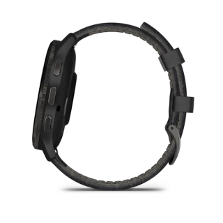 Garmin Venu 3 45 мм Безель из сланцевой нержавеющей стали, черный корпус и черный кожаный ремешок (010-02784-52)