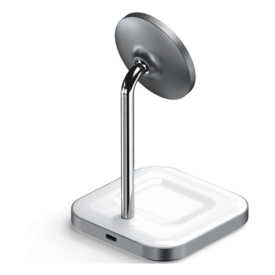 Беспроводное зарядное устройство Satechi Magnetic 2-in-1 Wireless Charging Stand (ST-WMCS2M) серый космос