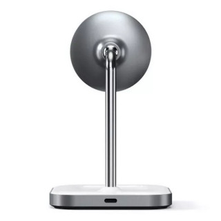 Беспроводное зарядное устройство Satechi Magnetic 2-in-1 Wireless Charging Stand (ST-WMCS2M) серый космос
