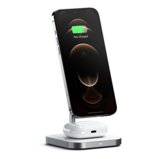Беспроводное зарядное устройство Satechi Magnetic 2-in-1 Wireless Charging Stand (ST-WMCS2M) серый космос