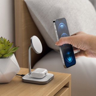 Беспроводное зарядное устройство Satechi Magnetic 2-in-1 Wireless Charging Stand (ST-WMCS2M) серый космос