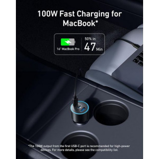 Автомобильное зарядное устройство Anker Nano Car Charger USB-C 167.5 Вт 3 порта (B2737HA1) Black