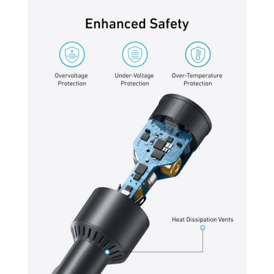 Автомобильное зарядное устройство Anker Nano Car Charger USB-C 167.5 Вт 3 порта (B2737HA1) Black