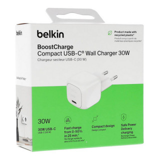 Сетевое зарядное устройство Belkin Compact USB-C Wall Charger 30 Вт (WCA008kqWH) White