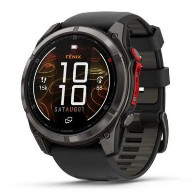 Garmin Fenix 8 Pro MicroLED 51 мм Carbon Gray DLC Titanium с ремешком Pebble Gray