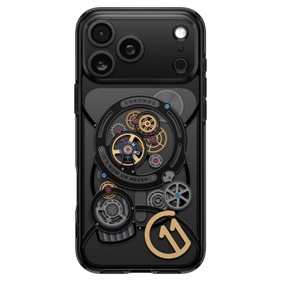 Чехол Spigen Ultra Hybrid c11 Chronos (MagFit) для iPhone 17 Pro черный/часы (ACS10408)