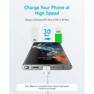 Кабель Anker 322 PowerLine USB-A to USB-C 1.8 м (A81H6H21) белый