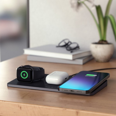 Беспроводное зарядное устройство Satechi Trio Wireless Charging Pad (ST-X3TWCPM) серый космос