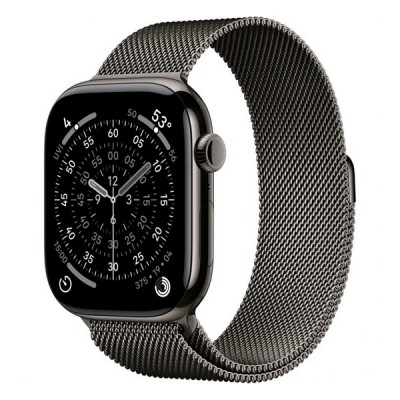 Apple Watch Series 11, 46mm, титан синевато-серого цвета, миланский сетчатый браслет