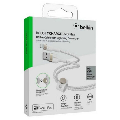 Кабель Belkin BoostCharge Pro Flex Braided Lightning - USB-A 1 м (CAA010bt1MWH) White