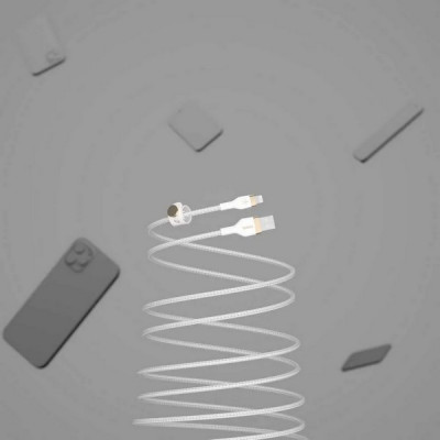 Кабель Belkin BoostCharge Pro Flex Braided Lightning - USB-A 1 м (CAA010bt1MWH) White