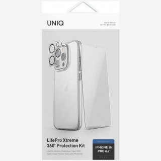 Набор Uniq Bundle 360 (Lifepro Xtreme +Optix glass +Camera lens) для iPhone 15 Pro Max (IP6.7PLPRXCLR(2023)-BUNCLR) прозрачный 