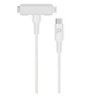 Кабель Powerology USB-C to USB-C + Lightning PD60W (PCAB007WH) White