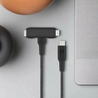 Кабель Powerology USB-C to USB-C + Lightning PD60W (PCAB007WH) White