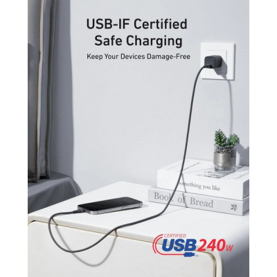 Кабель Anker USB-C - USB-C 0.9 м 240W (A82E2H11) Black Stone