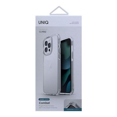 Чехол Uniq Combat Aramid effect для iPhone 13 Pro (IP6.1PHYB(2021)-COMAFRST) прозрачный (Frost)