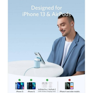 Беспроводное зарядное устройство Anker 623 MagGo 2-in-1 Wireless Charging Station (B2568231) Misty Blue
