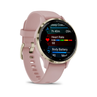 Умные часы Garmin Venu 3S 41 мм Безель из нержавеющей стали из мягкого золота с корпусом в форме пыльной розы и силиконовым ремешком (010-02785-03)