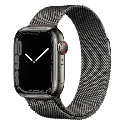 Apple Watch Series 7 GPS + Cellular 41mm Graphite Stainless Steel Case with Milanese Loop (Graphite)
