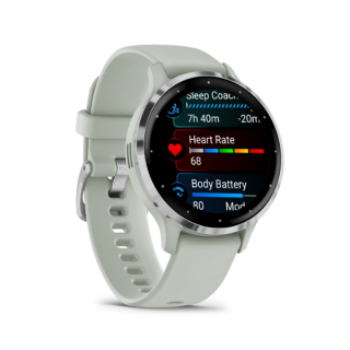 Умные часы Garmin Venu 3S 41 мм Серебристый безель из нержавеющей стали, корпус серо-шалфейного цвета и силиконовый ремешок (010-02785-01)
